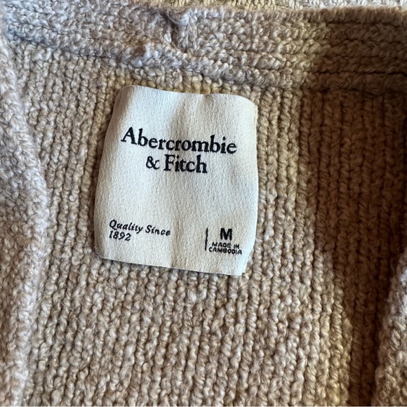 NWT Abercrombie & Fitch Chunky Cropped Open Knit Cardigan, Beige, Size M - Picture 5 of 10